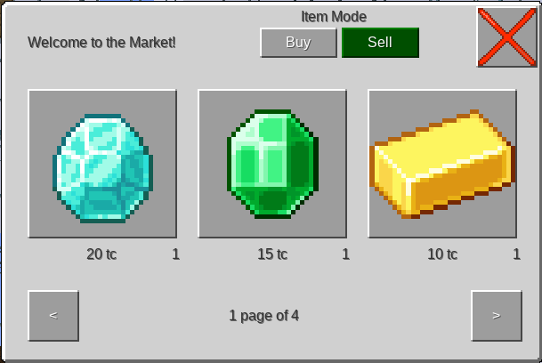 Market interface preview